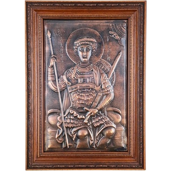 ГОЛЯМА МЕДНА ИКОНА ЗА ЦЪРКВА СВЕТИ ВЕЛИКОМЪЧЕНИК ГЕОРГИ НА ТРОН