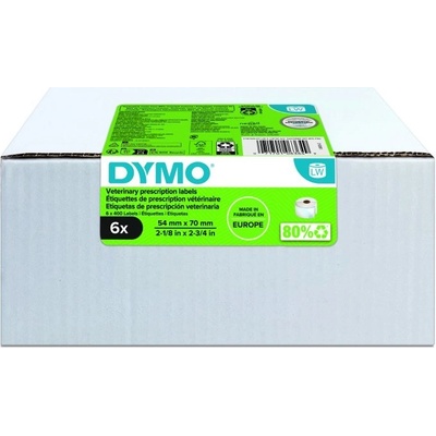 DYMO LW veterinárne štítky, biely papier, 70x54mm / 6 roliek