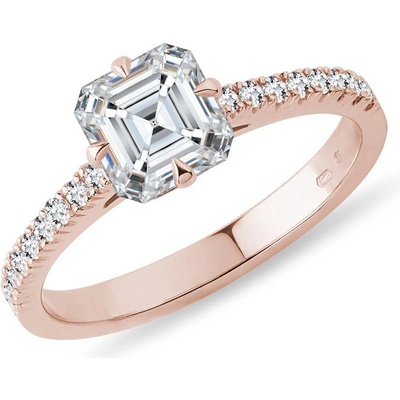 KLENOTA Diamantový prsteň asscher cut z ružového zlata k0858014