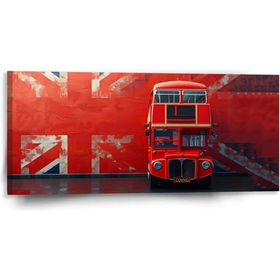 Sablio Obraz Červený patrový autobus Vlajka - 110x50 cm
