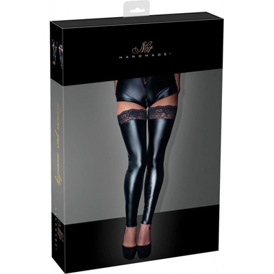 Noir Handmade F135 Powerwetlook Stockings with Siliconed Lace Superstar – Zboží Dáma