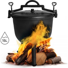 MultiGarden Litinový kotlík stojící 15L lovecký hrnec ohniště gril