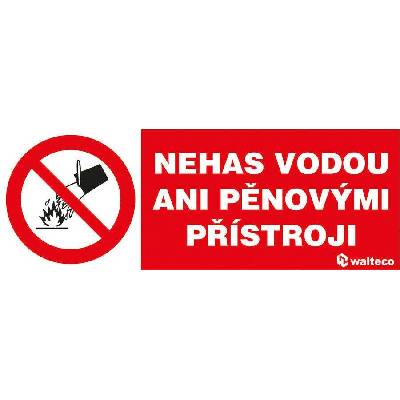 Walteco Nehas vodou ani pěnovými přístroji 100x40mm, samolepka Množství: 1 ks , 20000