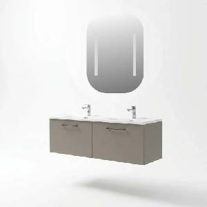 ASIR GROUP Комплект окачен долен шкаф 120 см с двойна мивка и LED огледало Asir Lumia 4 каменно сив (263LVS1185)
