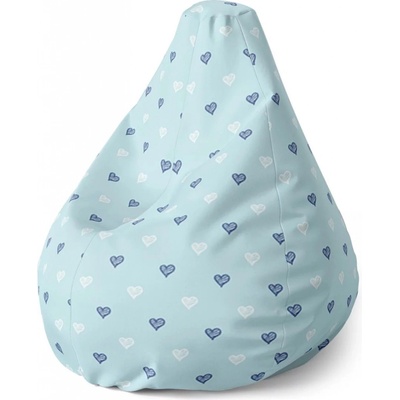 Sablio Sedací vak Pear Srdce na modré - Sablio - 70 x 95 x 15 cm