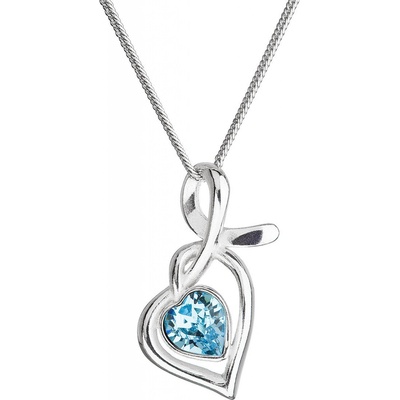 Evolution Group Strieborný náhrdelník so Swarovski kryštálmi srdce modré 32071.3