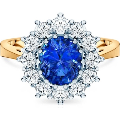 SAVICKI Пръстен Savicki: двуцветно злато, син сапфир, диаманти