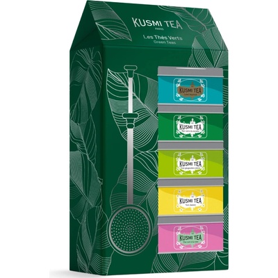 Kusmi Tea Dárková sada Green teas se sítkem 5 miniatur se sypaným zeleným čajem 5 x 20 g