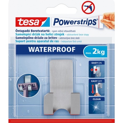 tesa Samolepicí držák na holicí strojek Powerstrips Waterproof, nerezová ocel – Zboží Mobilmania