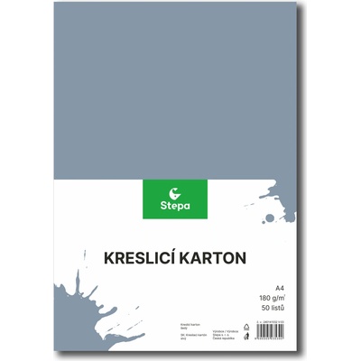 Karton barevný kreslicí A4 210 x 297 mm 50 listů/180g šedý