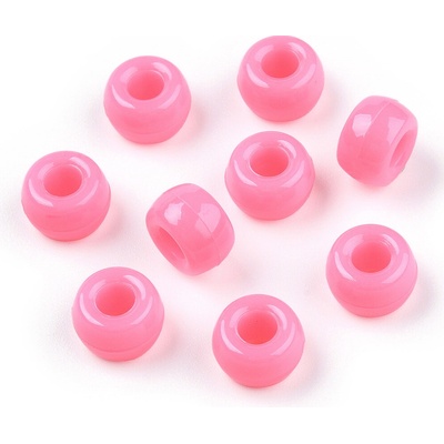 Akrylové korálky - pony beads - růžové - 6 x 9 mm - 10 ks – Zboží Dáma