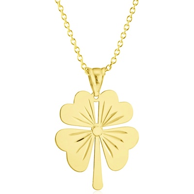 Gemmax Zlatý řetízek se čtyřlístkem pro štěstí GUSYN-37691-36261