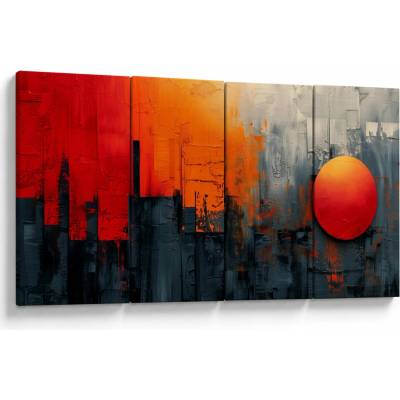 Obraz - Abstraktná maľba mesta, štvordielne 160x80 cm