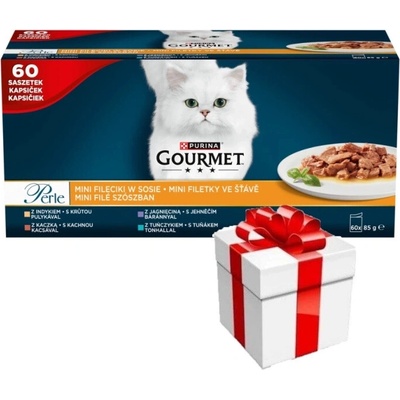 Purina Gourmet Perle Mini Filets in sauce Krmivo 60 x 85 g + překvapení pro kočku