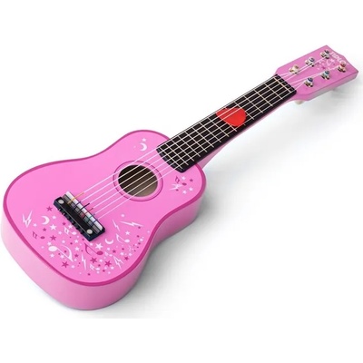Bigjigs Toys Детска дървена китара Bigjigs, розова (T0057)