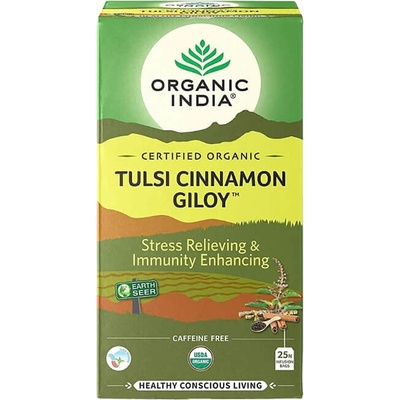 Organic India Tulsi Cinnamon Giloy Ajurvédsky čaj porciovaný 25 vreciek