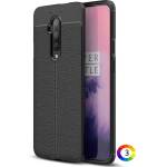 OnePlus 7T Pro Удароустойчив Litchi Skin Калъф и Протектор