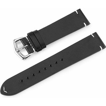 Deveroux Kožený řemínek PD005, spona - Černý - 18mm DEV0104