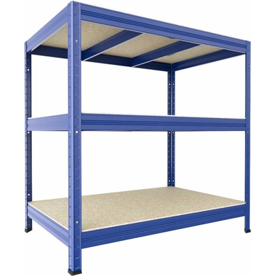 Biedrax Regál do domácnosti 50 x 120 x 120 cm, modrý, 3 police OSB 10 mm, nosnost 200 kg na polici