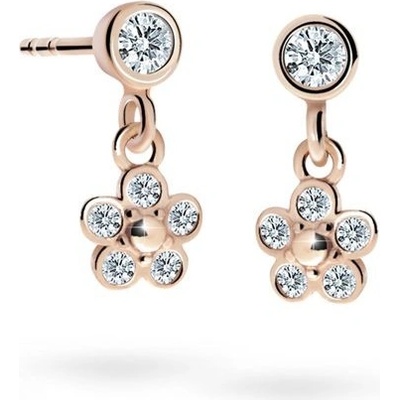 Danfil detské náušnice kvetiny C2744 zo ružového zlata white puzeta