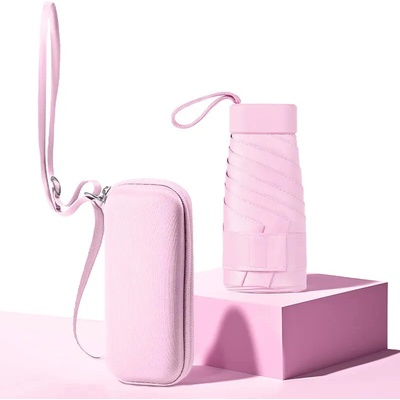 Skládací mini deštník v kabelce peach pink