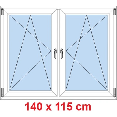 Soft Dvoukřídlé plastové okno 140x115 cm OS+OS se sloupkem Bílá