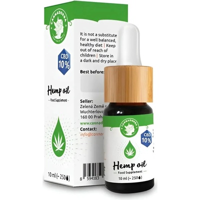 Cannadorra CBD olej, 10 % CBD, bez THC, so širokým spektrom, 10 ml