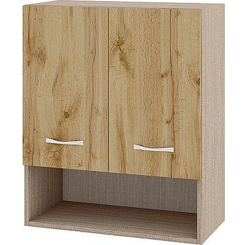 ИРИМ Горен шкаф с две врати и ниша Сити МДД-7 мока / дъб дакота 60 см