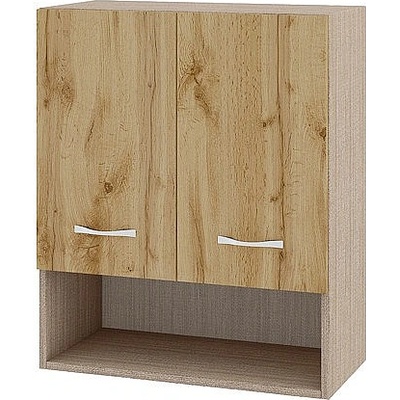 ИРИМ Горен шкаф с две врати и ниша Сити МДД-7 мока / дъб дакота 60 см