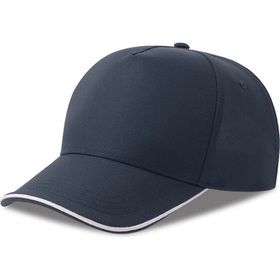 Atlantis Headwear Recy Five Piping 5 panelová sandwich COT33028290899-white/navy Bílá/navy