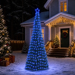 vidaXL LED коледна елха с ламе и основа EKENAS 250 см (42055411)