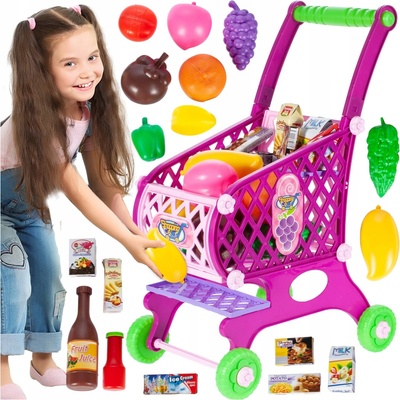 MalPlay 107229 Nákupný vozík pre deti ružový