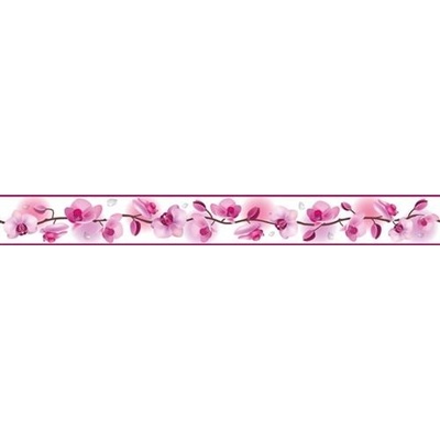 IMPOL TRADE D 58-030-3 Samolepiaca bordúra kvety orchideí ružové, rozmer 5 m x 5,8 cm