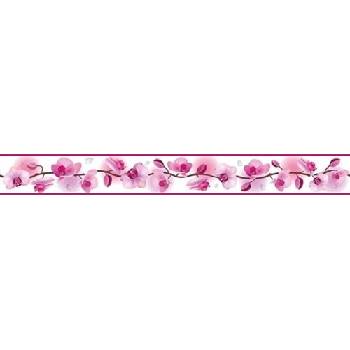 IMPOL TRADE D 58-030-3 Samolepiaca bordúra kvety orchideí ružové, rozmer 5 m x 5,8 cm