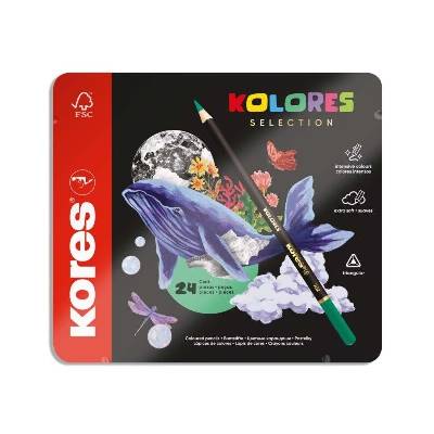 KORES pastelky Kolores Selection, 24ks v kovové krabičce