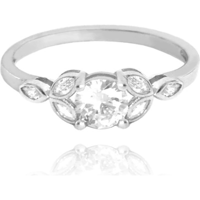 MINET JMAS5018SR54 Luxusný rozkvitnutý strieborný prsteň Flowers s bielymi zirkónmi