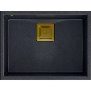 Quadron Композитна мивка за под плот Quadron Unique David 50 черно-златна 55x42 см (HQD5542U8-G1) Мивка за вграждане