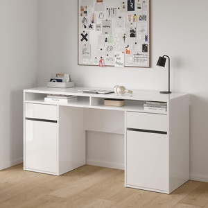  Бюро Function Plus с 2 врати и 2 чекмеджета Бял гланц