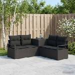 vidaXL Комплект дивани 5 бр. Черно Полиротан и стомана (3447788)
