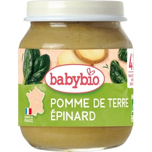 Babybio Био зеленчуково пюре Babybio - Картофи и спанак, 4 м+, 130 g (3288130510454) - baby