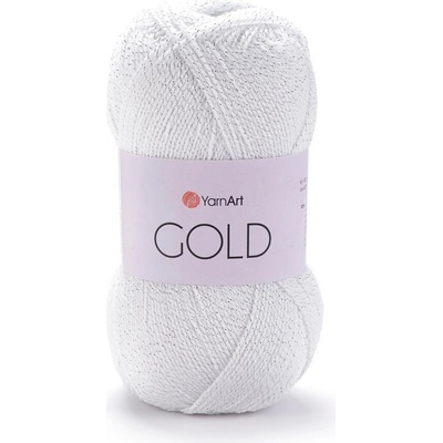 Yarn Art příze Gold 9051 bílá se stříbrnou nitkou