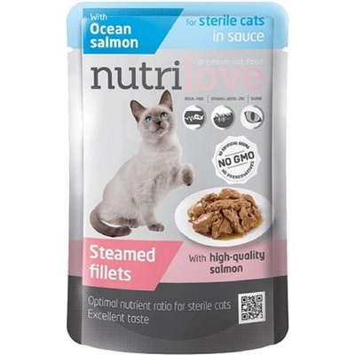 Nutrilove cat Sterilised dušené filetky s atlanským lososem v omáčce 85 g