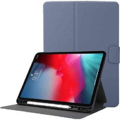 Калъф от PU кожа със стойка и място за Apple Pencil за iPad Pro 12, 9" (2018-2022) - синьо-сив (49693)