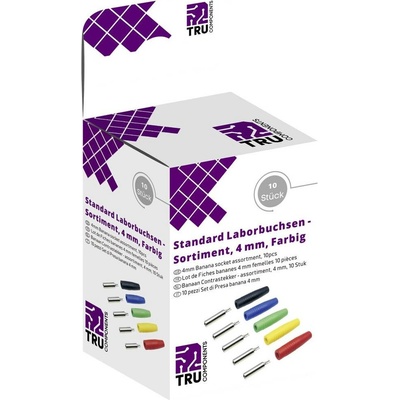 TRU COMPONENTS sada laboratórnych zástček spojka, rovná čierna, červená, modrá, žltá, zelená 10 dielov