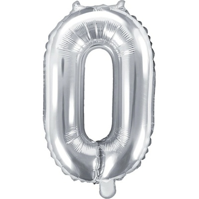 PartyDeco Fóliový balón Mini Číslo 0 strieborný 35cm