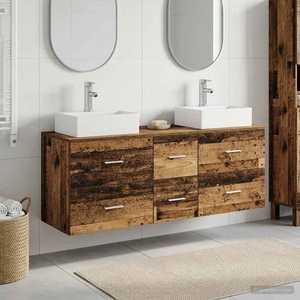 vidaXL Комплект шкафове за баня 3 бр. Старо дърво 49, 5 x 41 x 62, 5 см (3405849)