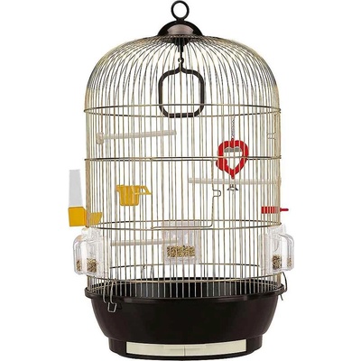 Ferplast - Cage Diva Brass - Оборудвана клетка за канарчета, екзотични и други малки птици - размер Ø 40 x H 65 см