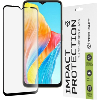 Techsuit Oppo A38 / A18 - 111D пълно покритие / пълно залепено стъкло - черно