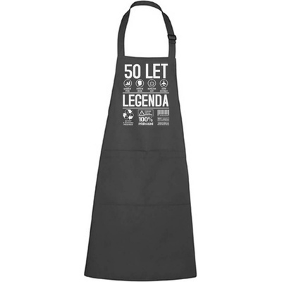 Dobrý Triko Zástěra s potiskem 50 let legenda se symboly Antracitová