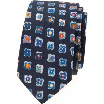 Kravata vzor hravé kvety modrá